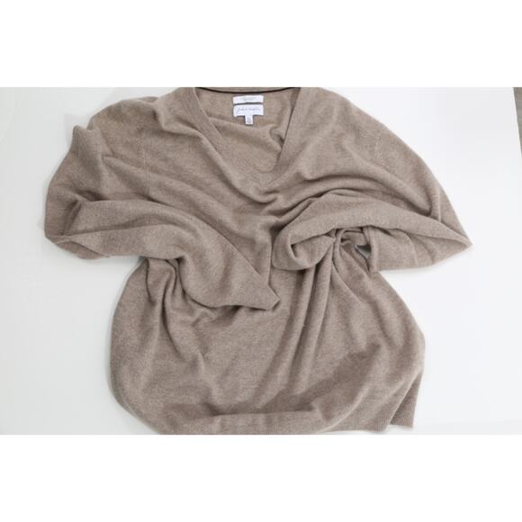 Beige Cashmere Oversized V-Neck Sweater Long Sleeve Soft Luxury Knit Size L - Picture 8 of 8